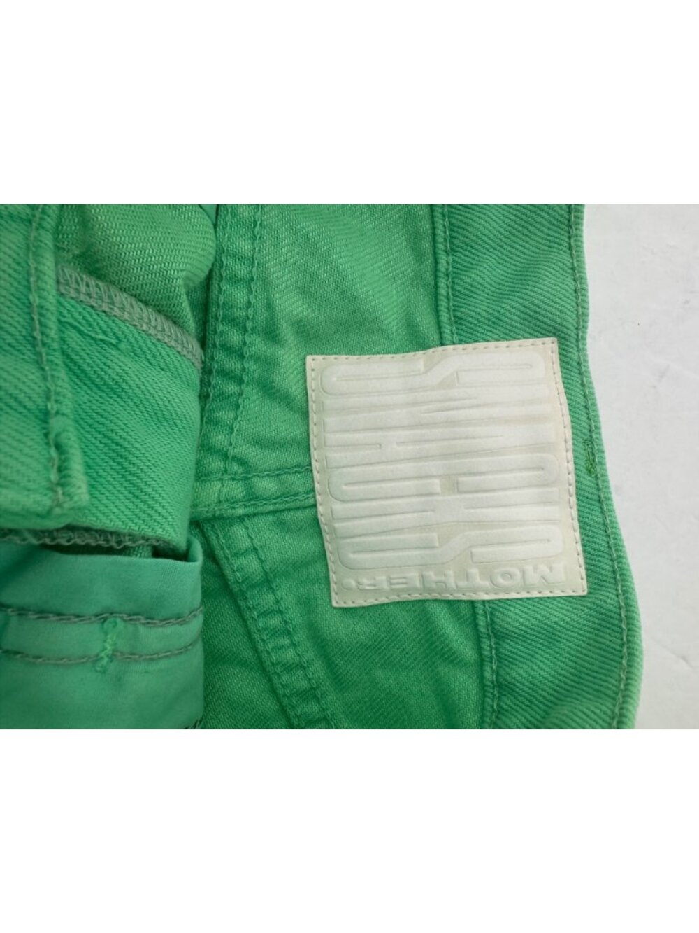 Mother Snacks Green Denim Shorts The Fun Dip Micro Cut High Rise Size 25 NEW - Picture 6 of 7